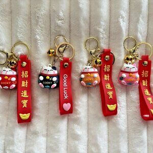 Maneki Neko Cute Lucky Cat Women's Teen's Girl's Bag Pendant Keychain
